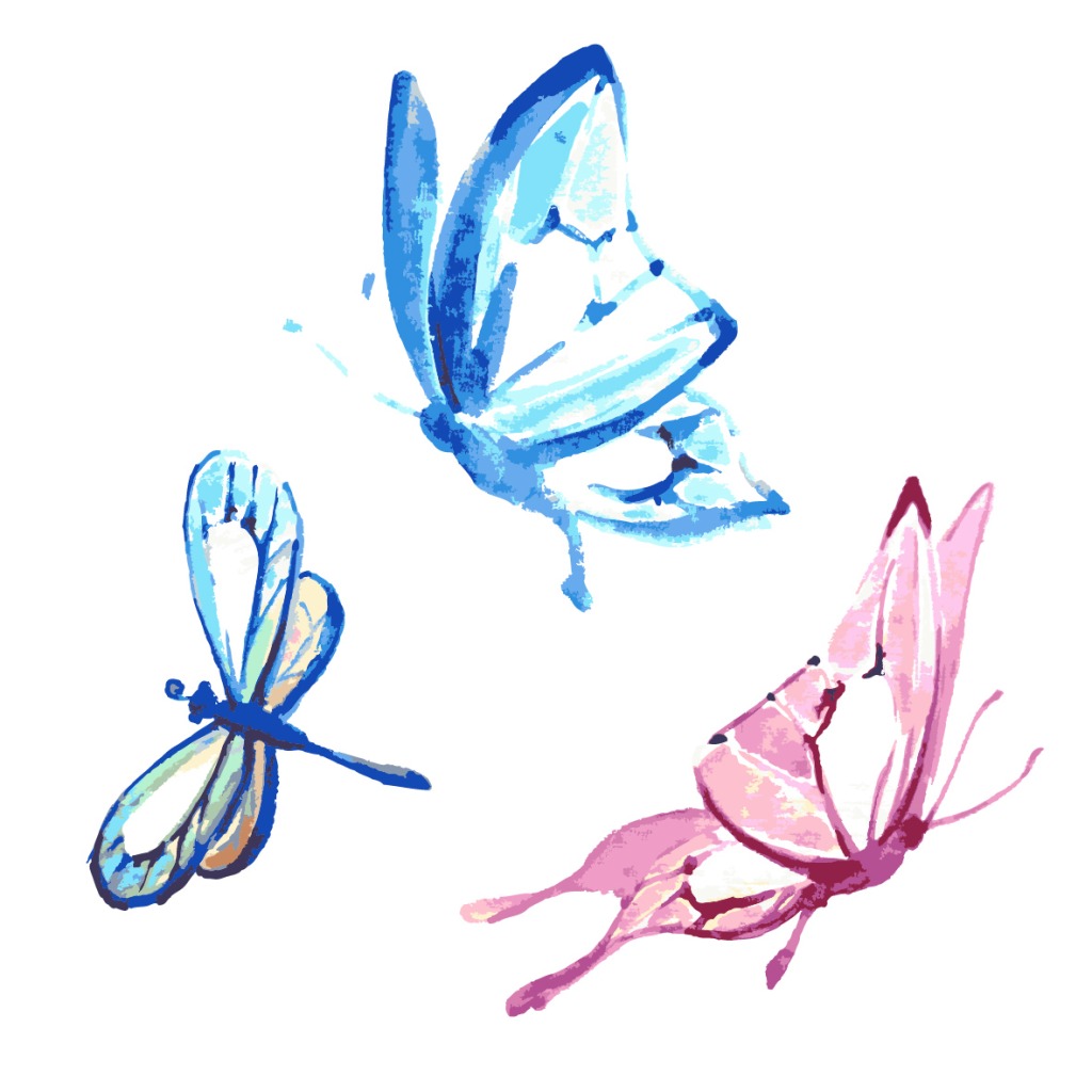 1024x1024 Watercolor Butterflies Png, Vector, Psd, Jpg Free Download On Heypik - Watercolor Butterfly Png