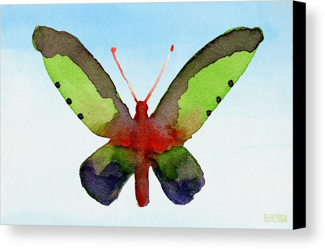 661x507 Butterfly Purple And Green Watercolor Art Print Canvas Print - Watercolor Butterfly Prints