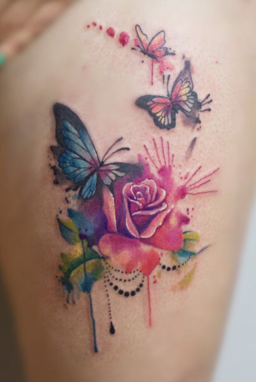 876x1307 Pin By Sharon Harrison On Tattooes Tattoo, Tattoo - Watercolor Butterfly Tattoo