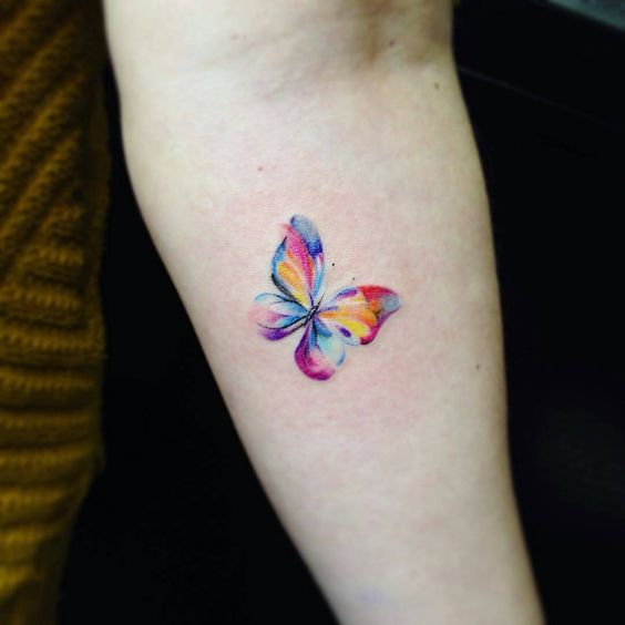 564x564 Small Watercolor Butterfly Tattoo On Inner Arm - Watercolor Butterfly Tattoo
