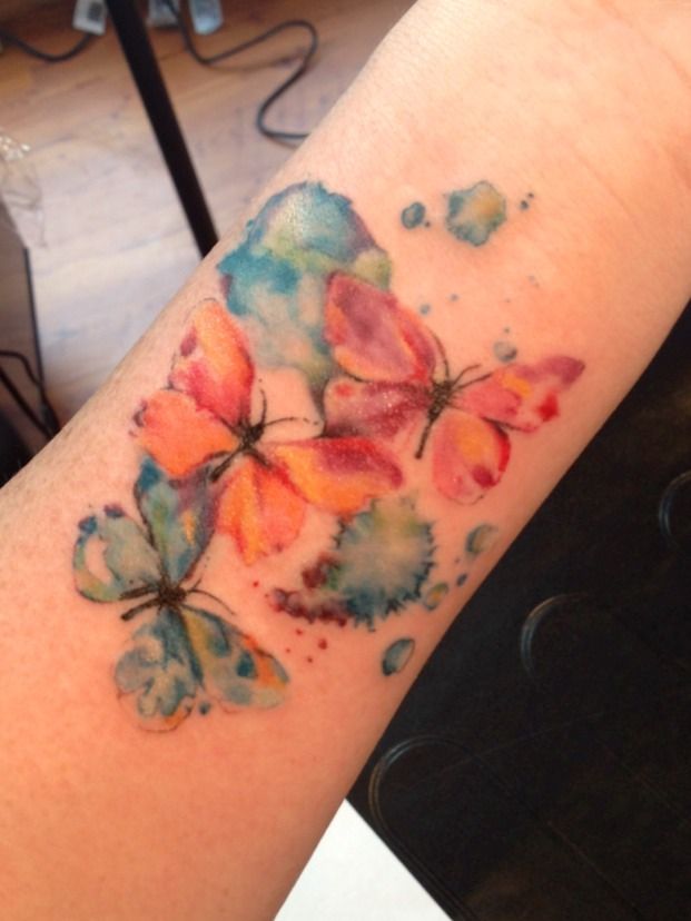 621x828 Water Color Butterfly Tattoo By Lindsey Carter @ Opal Ink In - Watercolor Butterfly Tattoo