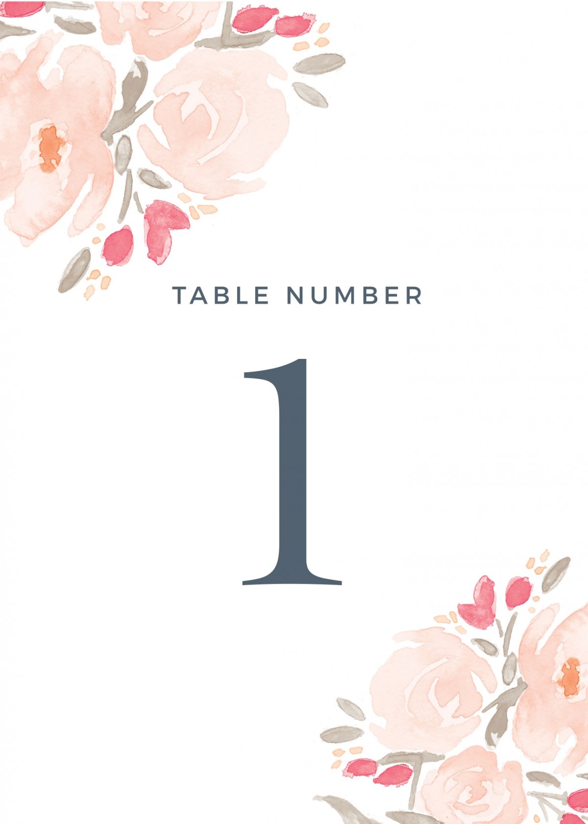 1200x1683 Watercolor Bouquet Table Number Printables By Basic Invite - Watercolor By Number