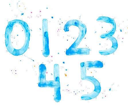 446x388 Watercolor Numbers Zero To Five Stock Vectors - Watercolor By Number