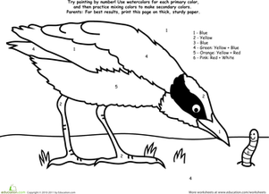 301x217 Watercolor Paint By Number Bird Worksheet - Watercolor By Number