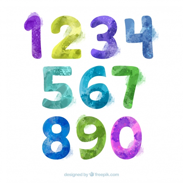 626x626 Watercolor Number Collection Vector Free Download - Watercolor By Number