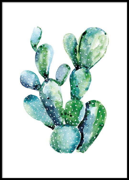 540x750 Poster Of A Cactus Painted In Acrylic, From Desenio. Buy Your - Watercolor Cactus
