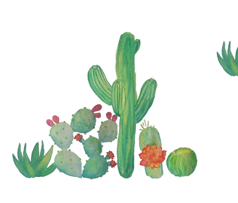 470x402 Watercolor Cacti Wallpaper - Watercolor Cactus