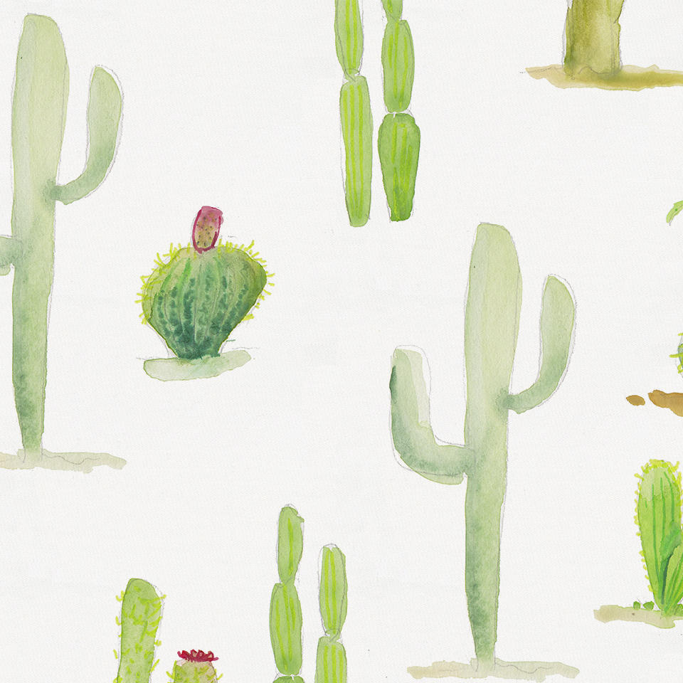 960x960 Watercolor Cactus Fabric By The Yard Brown Fabric Carousel Designs - Watercolor Cactus