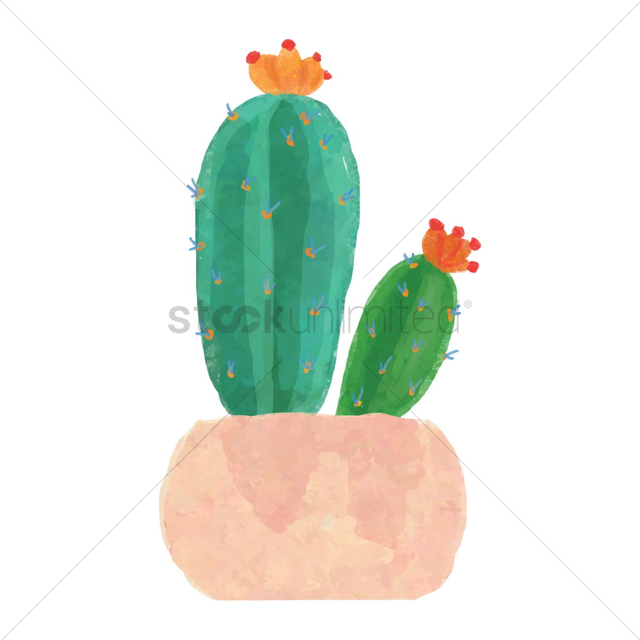 1300x1300 Watercolor Cactus Vector Image - Watercolor Cactus
