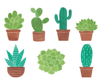 340x270 Leaf Cactus Clipart - Watercolor Cactus Clipart