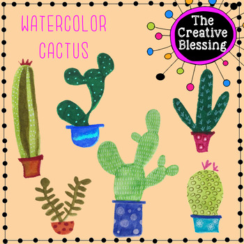 350x350 Watercolor Cactus Clip Art By The Creative Blessing Tpt - Watercolor Cactus Clipart
