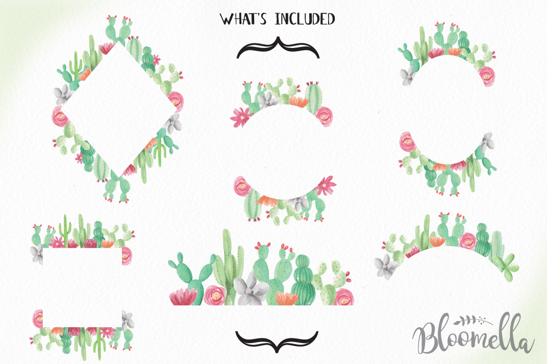 1072x713 Watercolor Cactus Clipart Frames Border Clipart Flowers - Watercolor Cactus Clipart