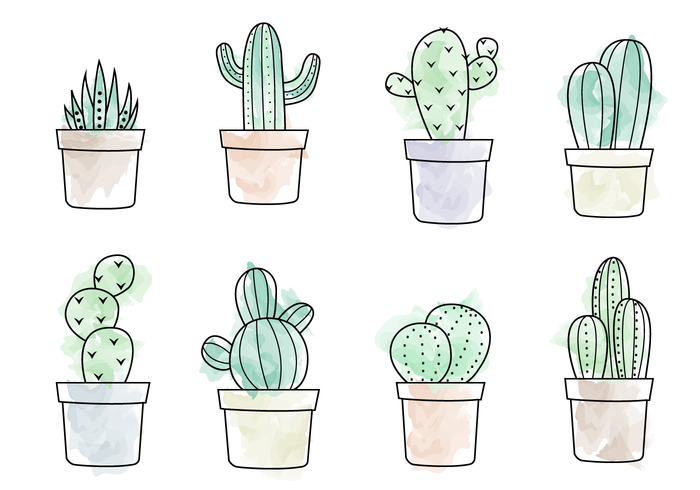 700x490 Cactus Free Vector Art - Watercolor Cactus Clipart