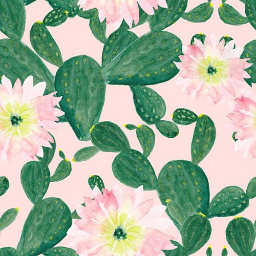 500x500 Shop Watercolor Painting Seamless Pattern Backdrop With Cactus - Watercolor Cactus Flower