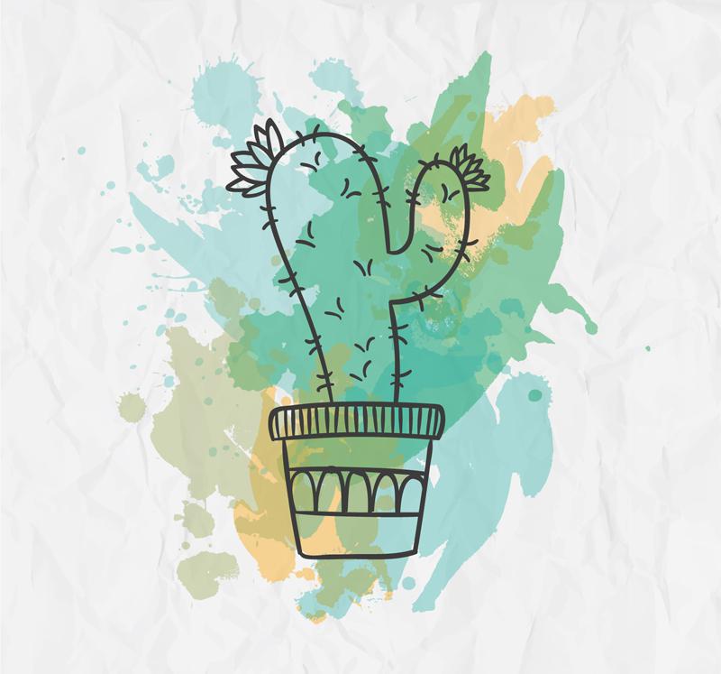 800x747 Watercolor Flower Cactus Vector [Ai] - Watercolor Cactus Vector