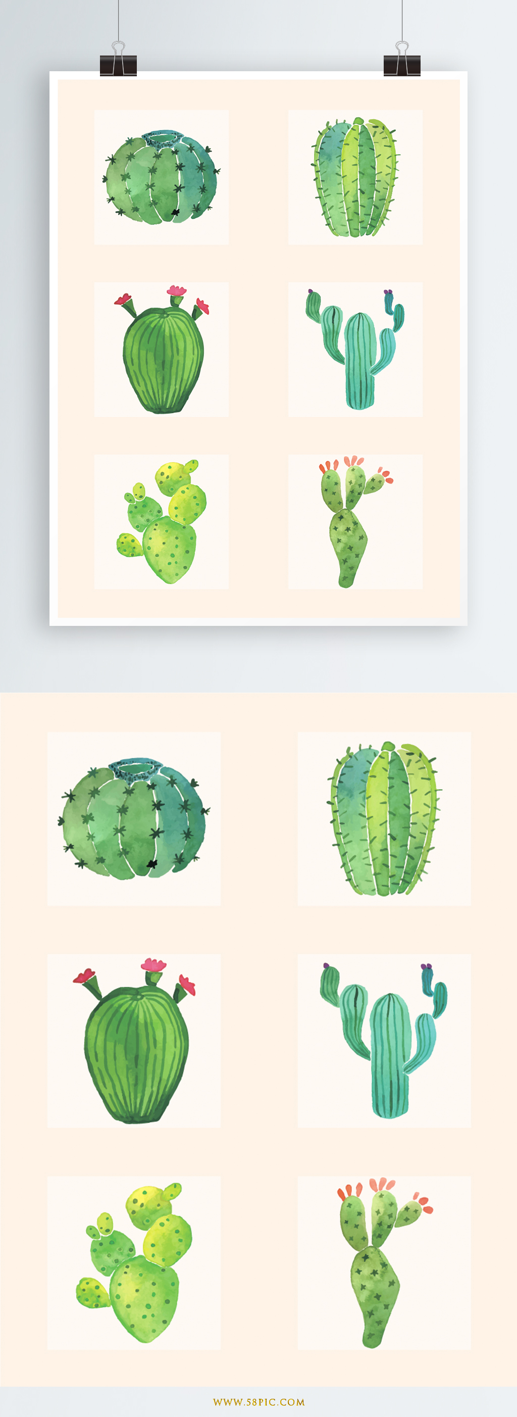 1024x2805 Watercolor Wind Vector Cactus Vector Free Download Ai Files - Watercolor Cactus Vector