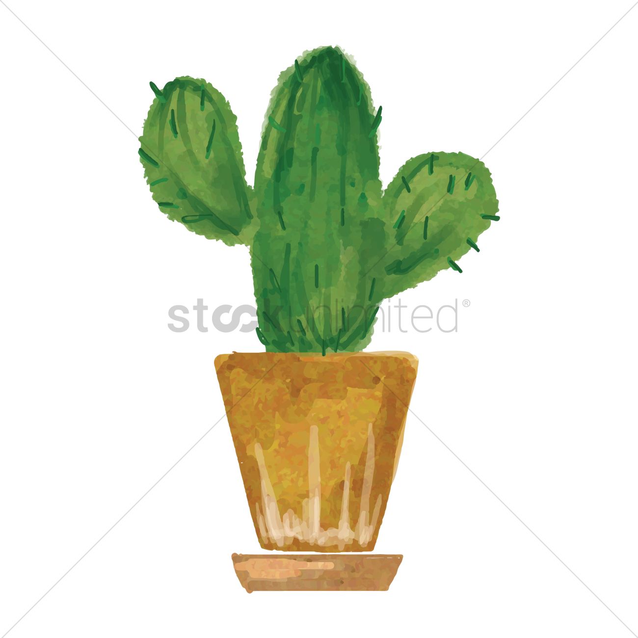1300x1300 Watercolor Cactus Vector Image - Watercolor Cactus Vector