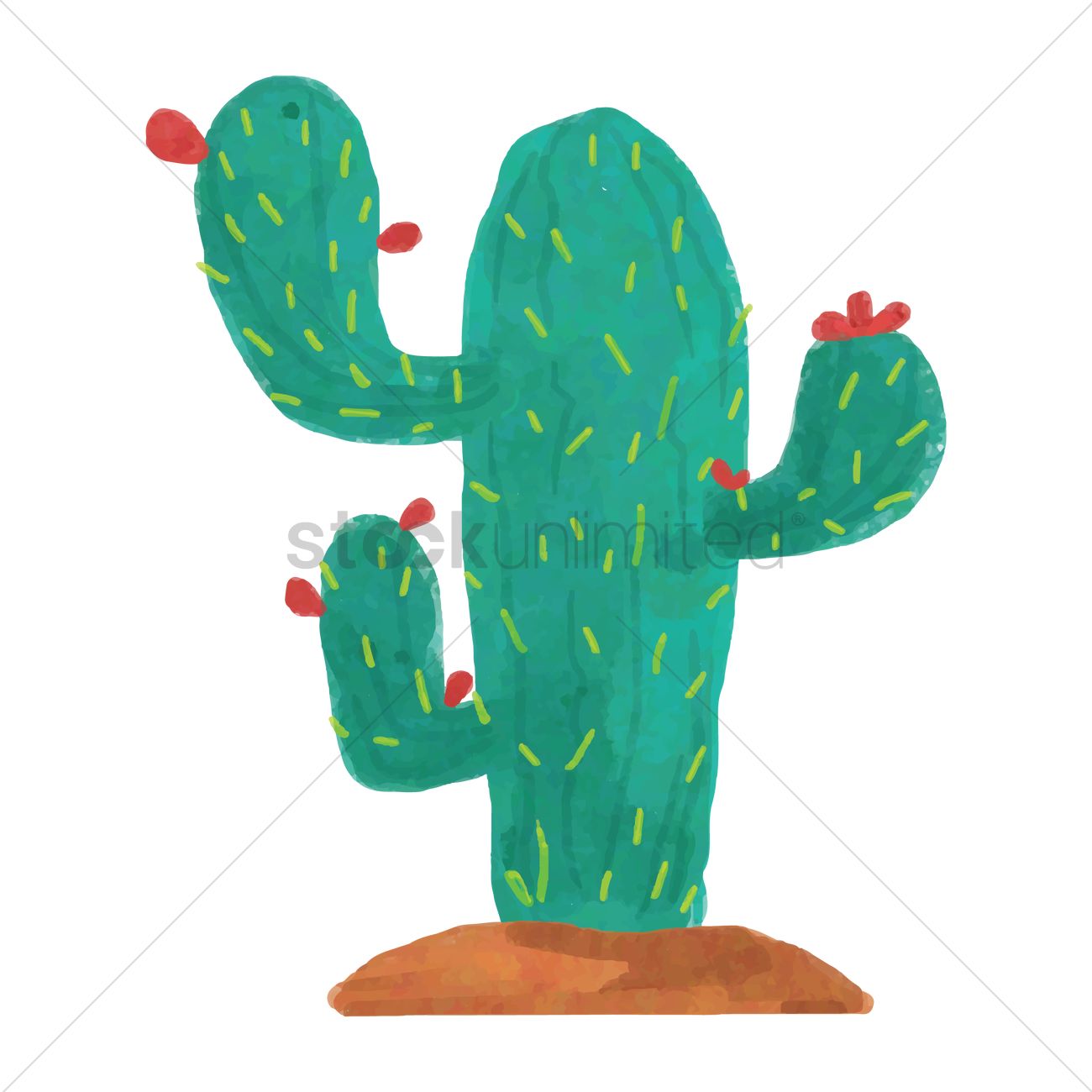 1300x1300 Watercolor Cactus Vector Image - Watercolor Cactus Vector