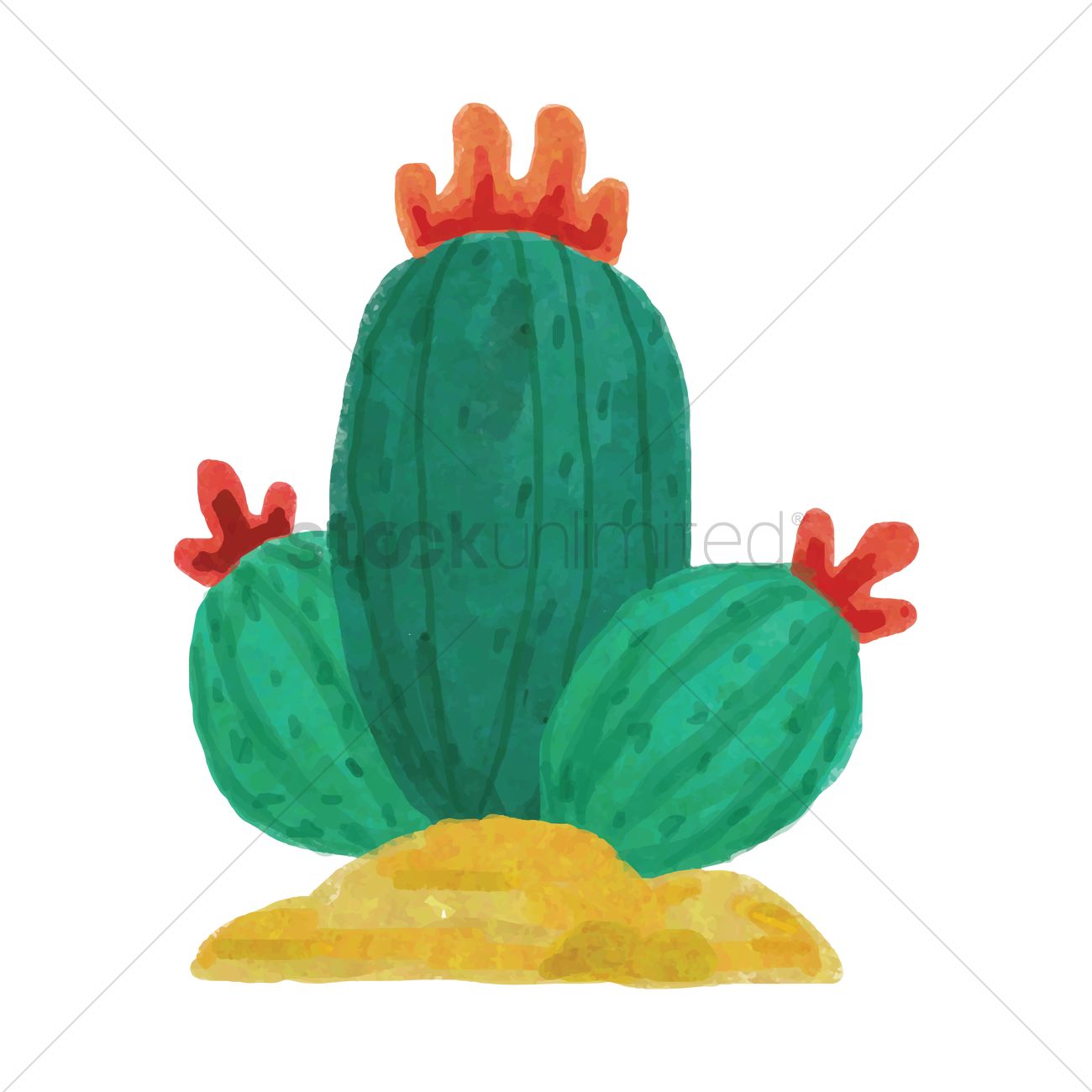 1300x1300 Watercolor Cactus Vector Image - Watercolor Cactus Vector