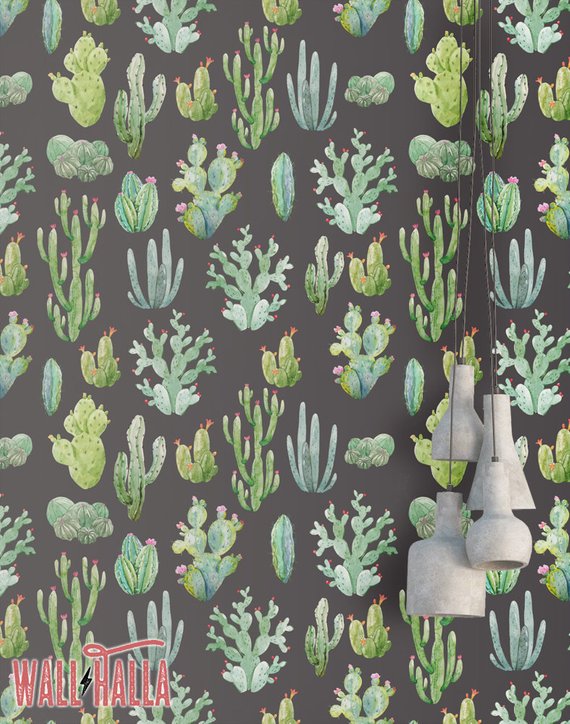 570x724 Seamless Watercolor Cactus Wallpaper Removable Peel And Stick Etsy - Watercolor Cactus Wallpaper