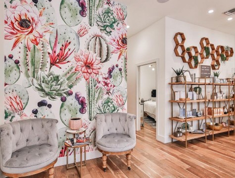 475x360 Watercolor Cactus Flowers Removable Wallpaper - Watercolor Cactus Wallpaper