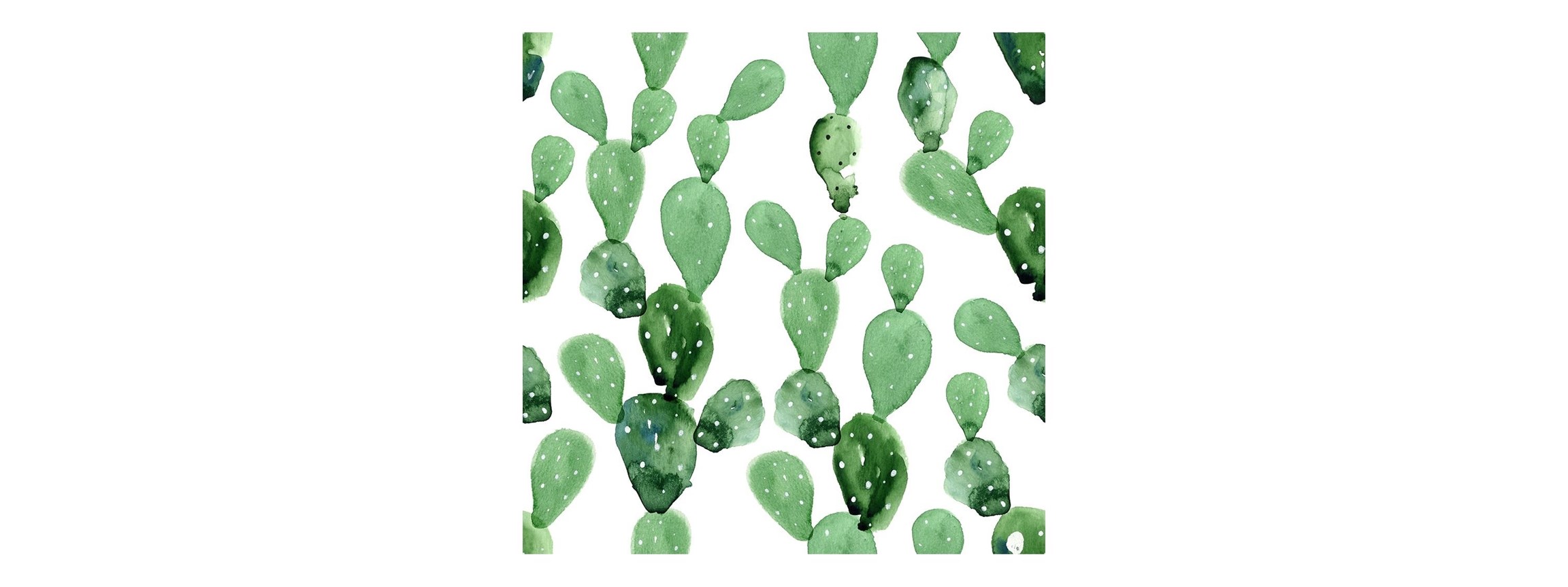 2304x864 Watercolor Cactus Wallpaper, Contemporary Wall Paper Desktop - Watercolor Cactus Wallpaper