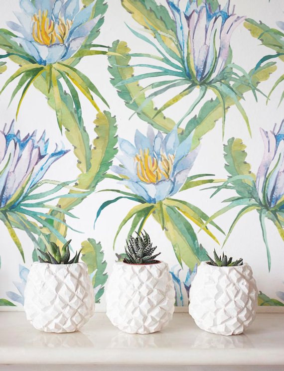 570x745 Watercolor Cactus Wallpaper Removable Wallpaper Etsy - Watercolor Cactus Wallpaper