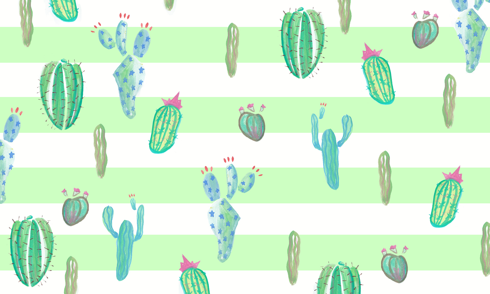 2000x1200 Cactus Wallpapers 10 - Watercolor Cactus Wallpaper