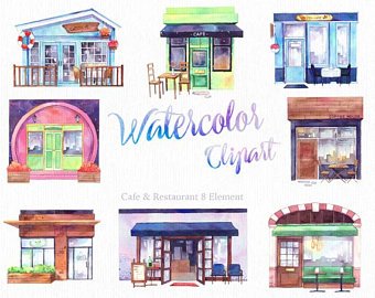 340x270 Cafe Watercolor Etsy - Watercolor Cafe