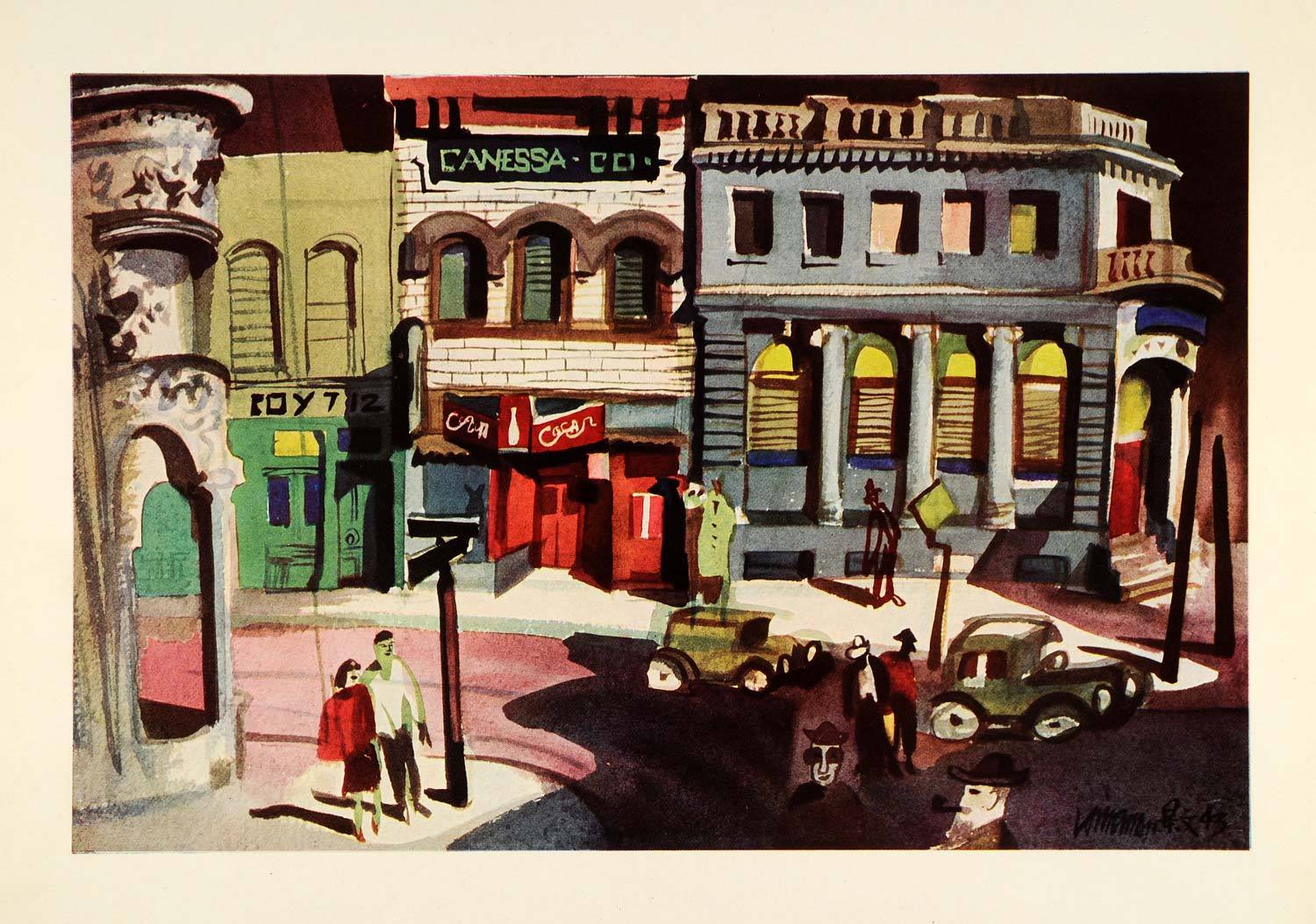 1500x1054 1945 Print Black Cat Cafe San Francisco California Dong Kingman - Watercolor Cafe