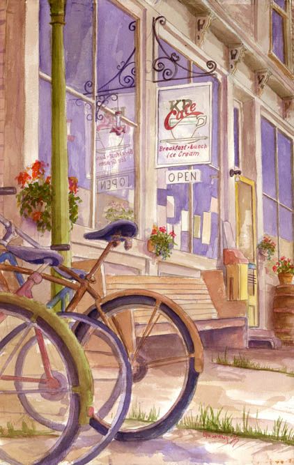 422x667 Krys Gieskieng. Kp Cafe Watercolor Painting Silver Plume Colorado - Watercolor Cafe