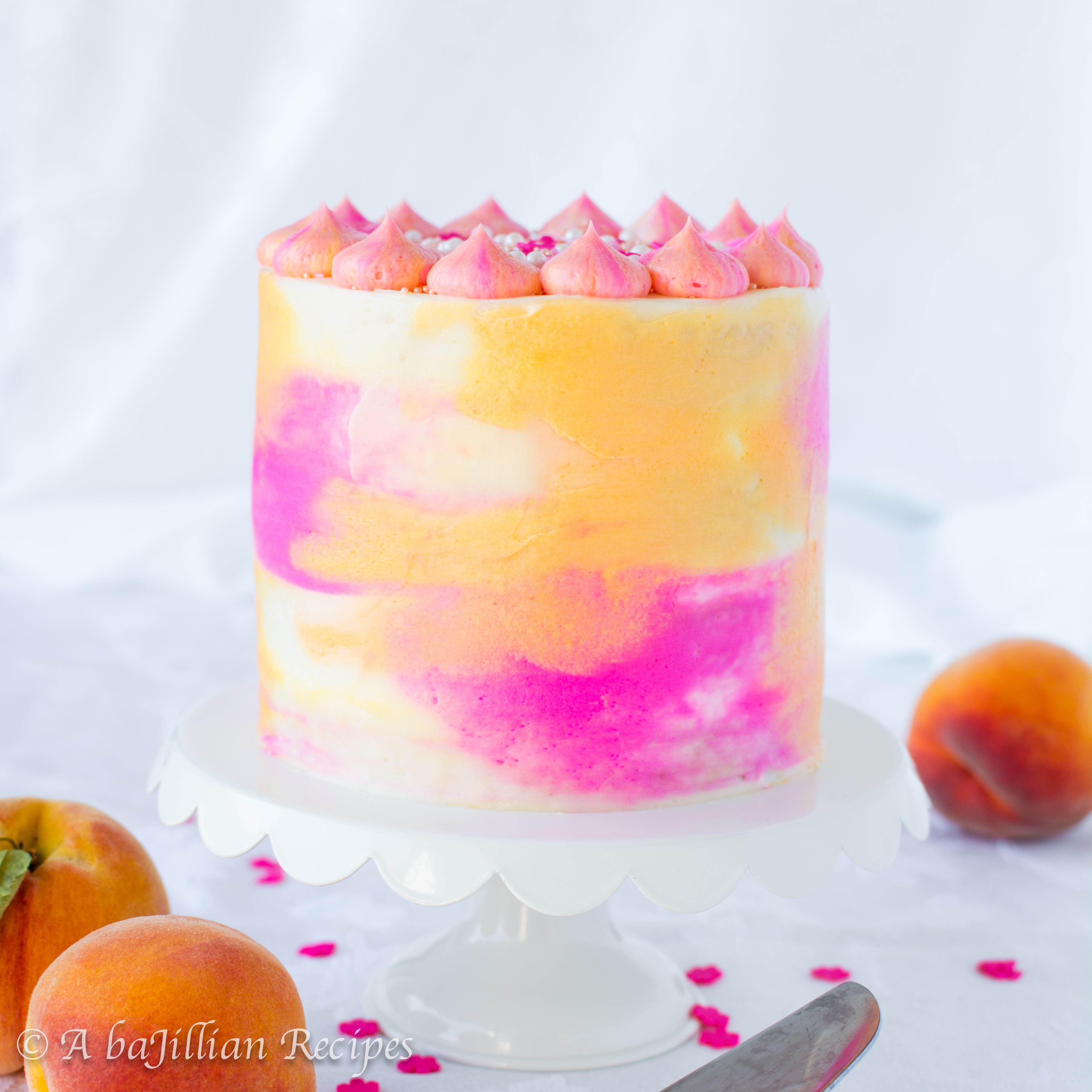 3882x3882 Peach Watercolor Cake - Watercolor Cake