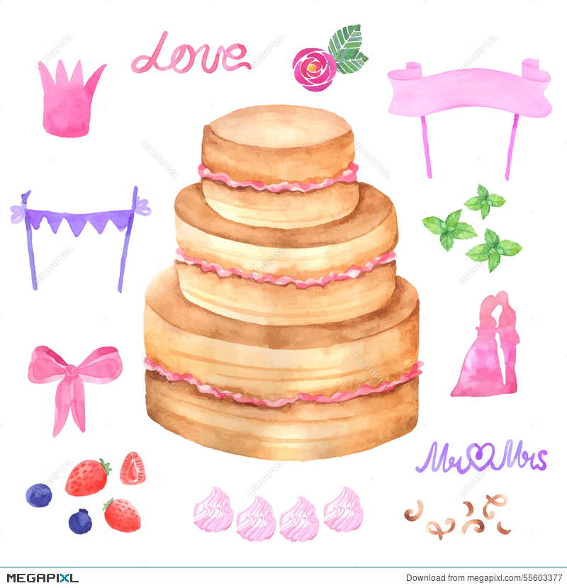 800x830 Hand Painted Watercolor Cake. Vector Illustration. Illustration - Watercolor Cake Painting