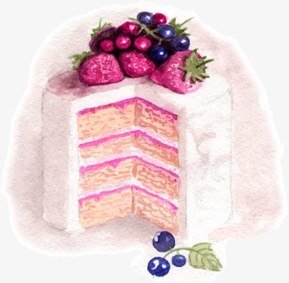 416x407 Hand Painted Watercolor Cake, Watercolor Clipart, Cake Clipart - Watercolor Cake Painting