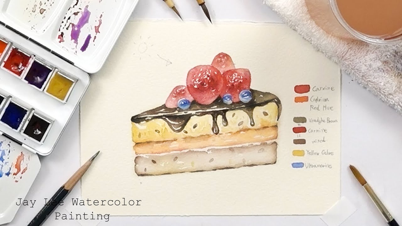 1280x720 How To Paint A Piece Of Cake In Watercolor - Watercolor Cake Painting