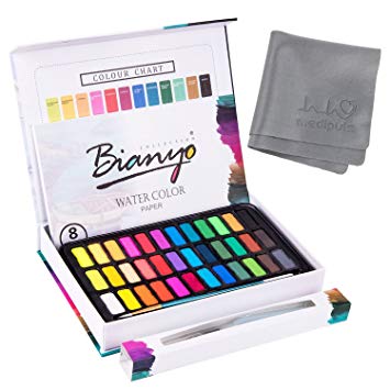 355x355 Watercolor Cake Set With Brush, Water Brush And 8 Cotton Sheets - Watercolor Cake Set