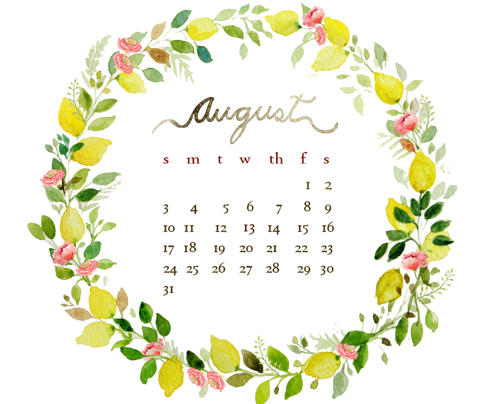 1024x832 August Watercolor Free Desktop Calendar - Watercolor Calendar 2015