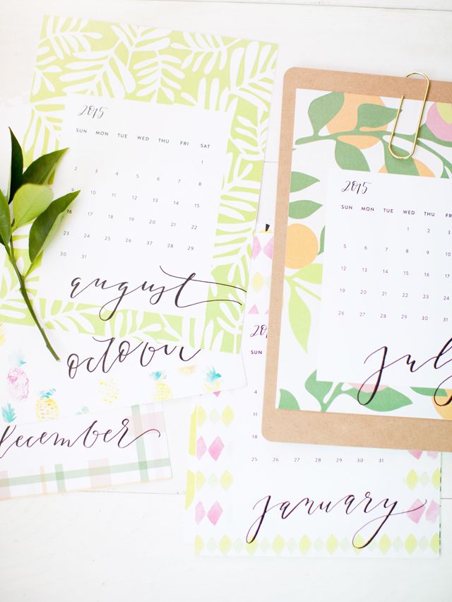 640x852 Printable Calendar, 2015 Printable Calendar, Freebie, Free - Watercolor Calendar 2015