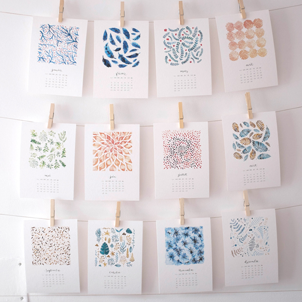600x600 Watercolor Pattern Calendar 2015 On Behance - Watercolor Calendar 2015