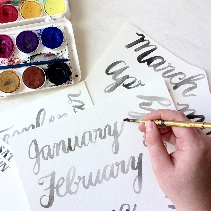 800x800 2015 Printable Watercolor Calendar Emily Rose Ink - Watercolor Calendar 2015