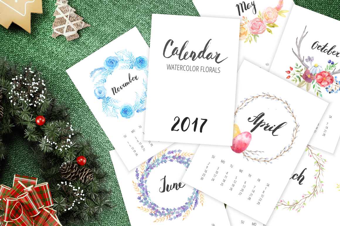 1160x772 Watercolor Calendar 2017 Template - Watercolor Calendar