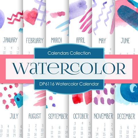 480x480 Watercolor Calendar Digital Paper Dp6116 Digital Paper Shop - Watercolor Calendar