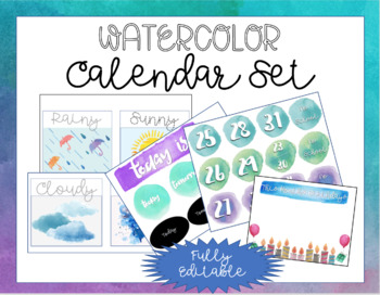350x272 Watercolor Calendar Set By Super Teacher Lady Teachers Pay Teachers - Watercolor Calendar