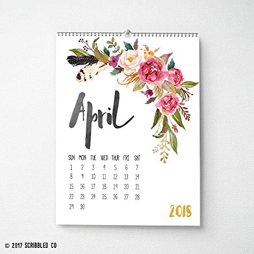 500x500 2018 Calendar Watercolor Flower Botanical, Wall - Watercolor Calendar