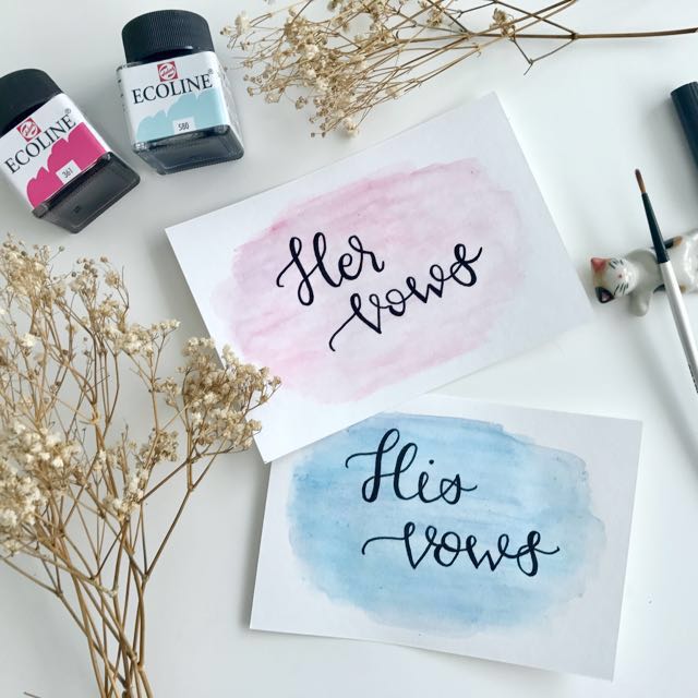 640x640 Watercolor Calligraphy Vow Cards V2, Design Amp Craft, Art Amp Prints - Watercolor Calligraphy