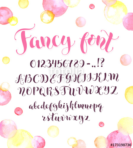 449x500 Fancy Calligraphy Font With Watercolor Spots Isolated On - Watercolor Calligraphy Background