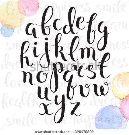 450x470 Handmade Letters. Handwritten Alphabet With Watercolor Spots On - Watercolor Calligraphy Background