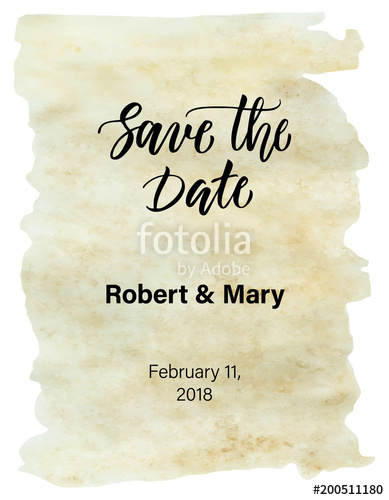 389x500 Save The Date Card With Modern Calligraphy And Watercolor - Watercolor Calligraphy Background