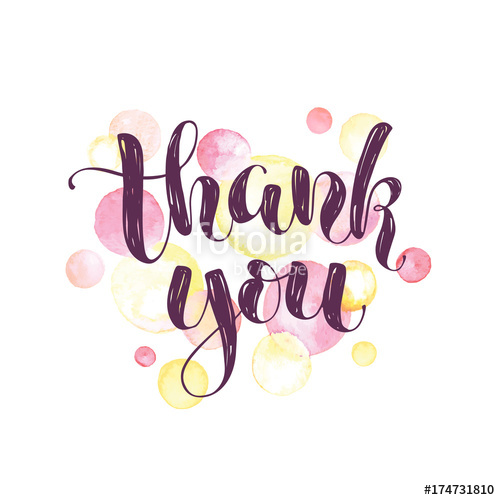 500x500 Thank You Lettering With Watercolor Spots On Background. Modern - Watercolor Calligraphy Background