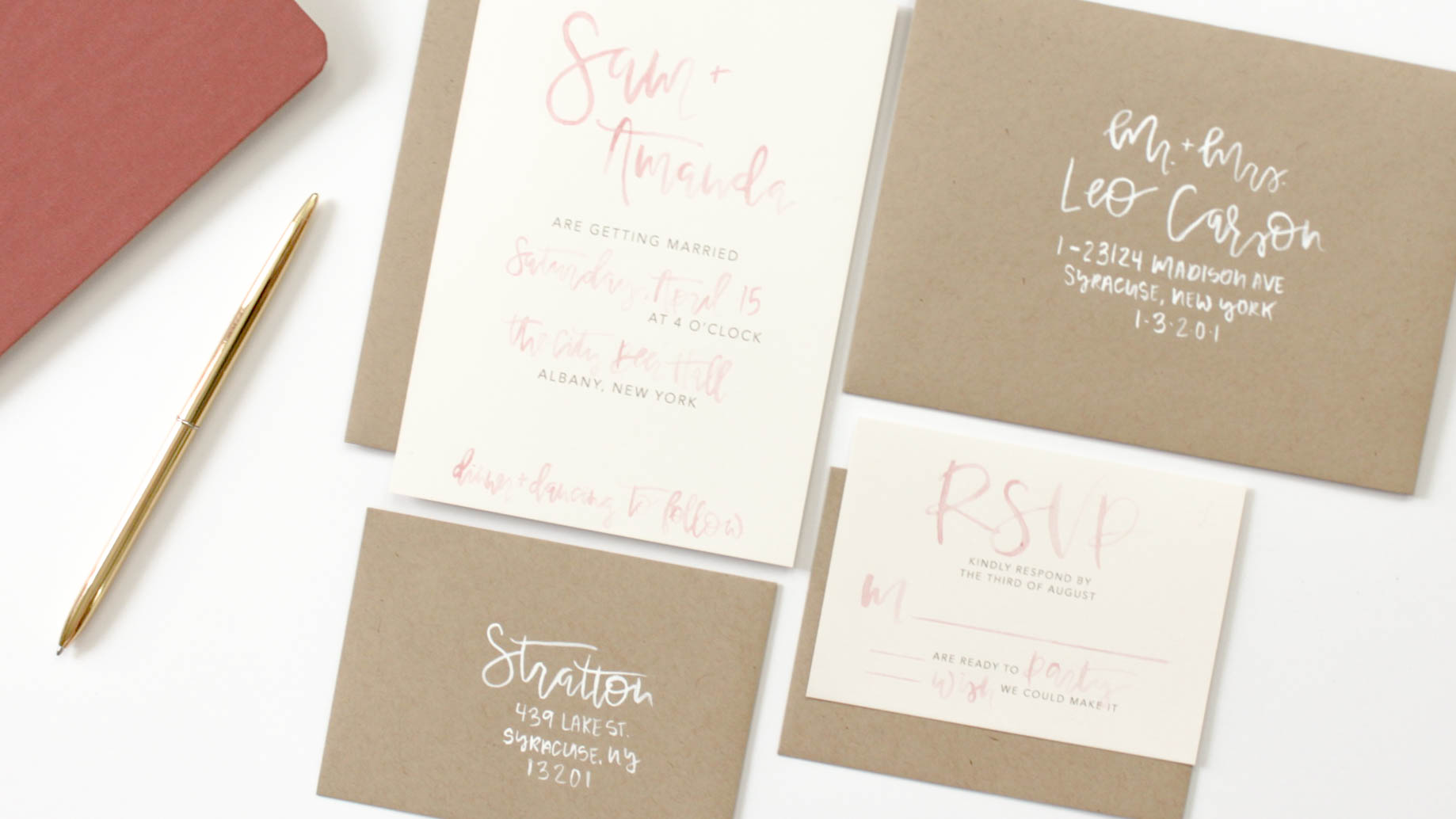 1838x1034 Blush Watercolor Calligraphy Wedding Invitation Suite Calyer Designs - Watercolor Calligraphy Wedding Invitations